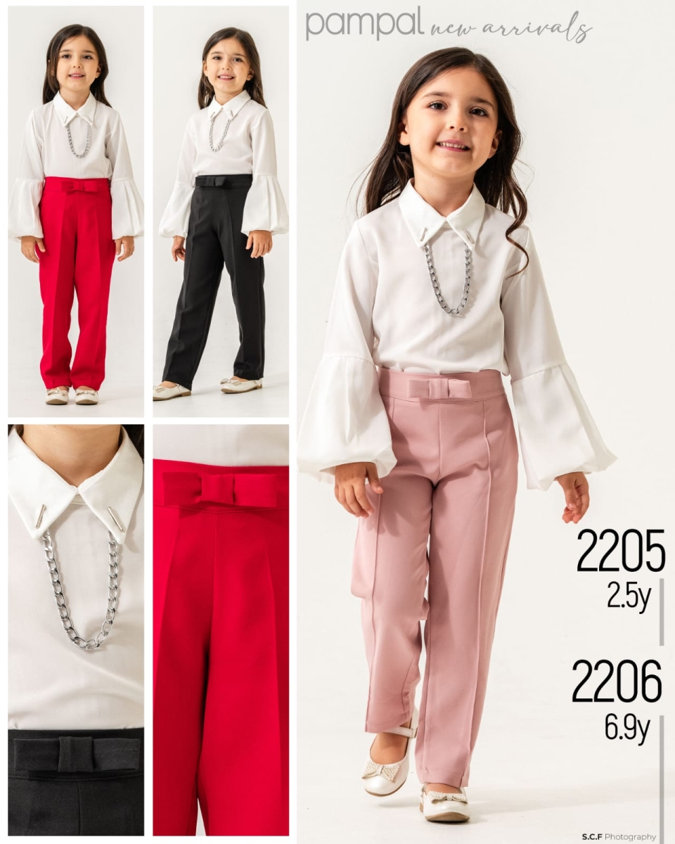 PAMPAL KıZ PANTOLONLU GÖMLEKLİ TAKIM  6-9  YAŞ