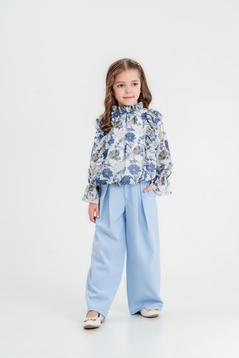  ÇİÇEKLİ FIRFIRLI TUNİK-PİLELİ PANTOLON 6-12  YAŞ