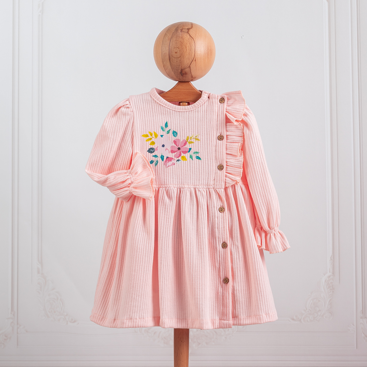 BASKILI PAMUK KIZ ELBİSE 9-24  AY