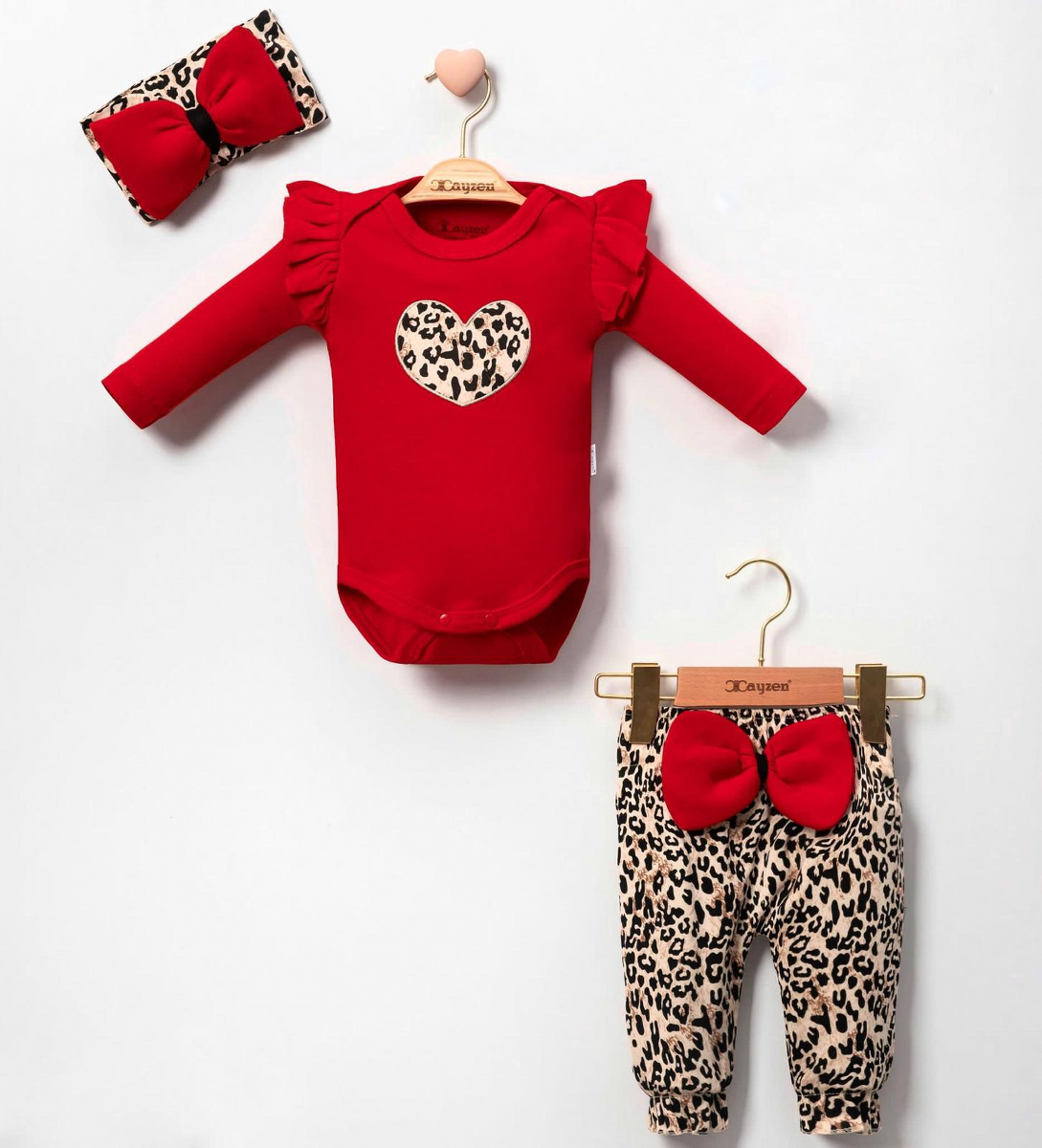 KIZ LEOPAR DESENLİ 3LÜ TAKIM 2-12  AY