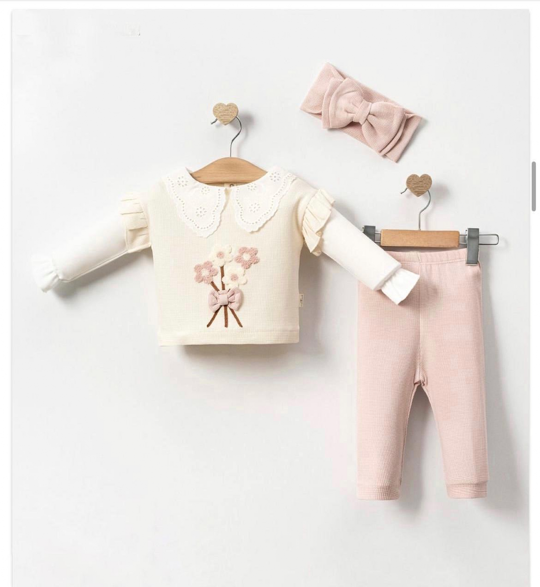 WAFFLE DANTELLİ 3LÜ TAKIM 6-18  AY