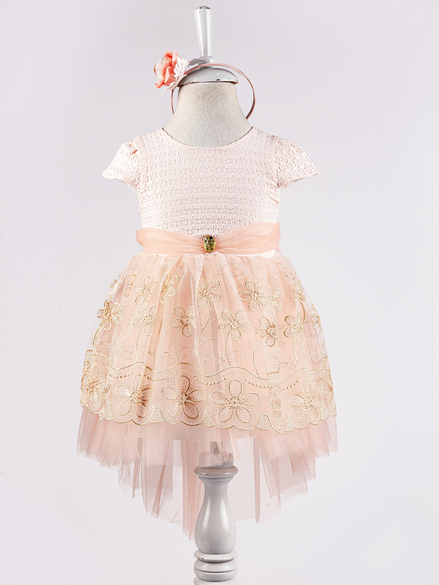 KIZ ÇİÇEKLİ KUYRUKLU ELBİSE 2-4  YAŞ